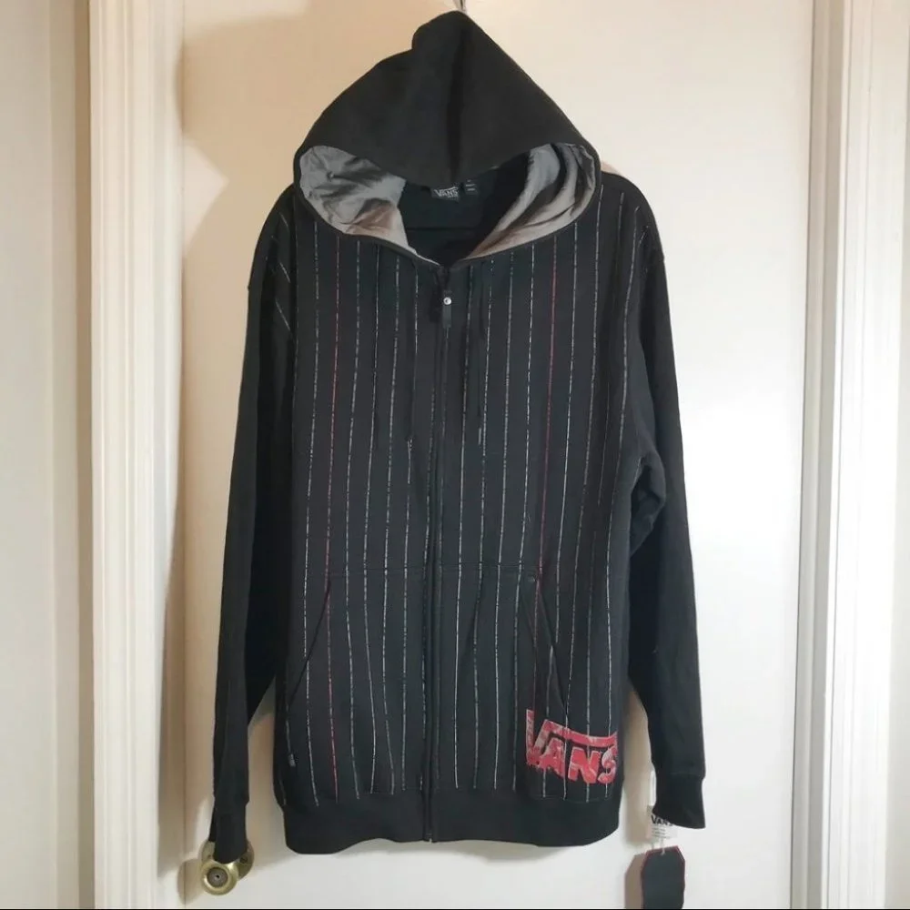 VANS LOGO HOODIE FULL ZIP Black JACKET With Pockets MEN'S SIZE XL NEW NWT - Picture 3 of 16